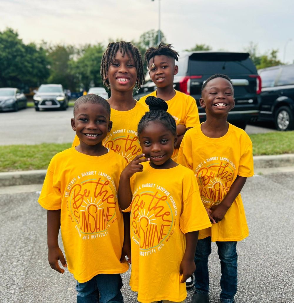 Students in Be the Sunshine Summer Arts Institute t-shirts